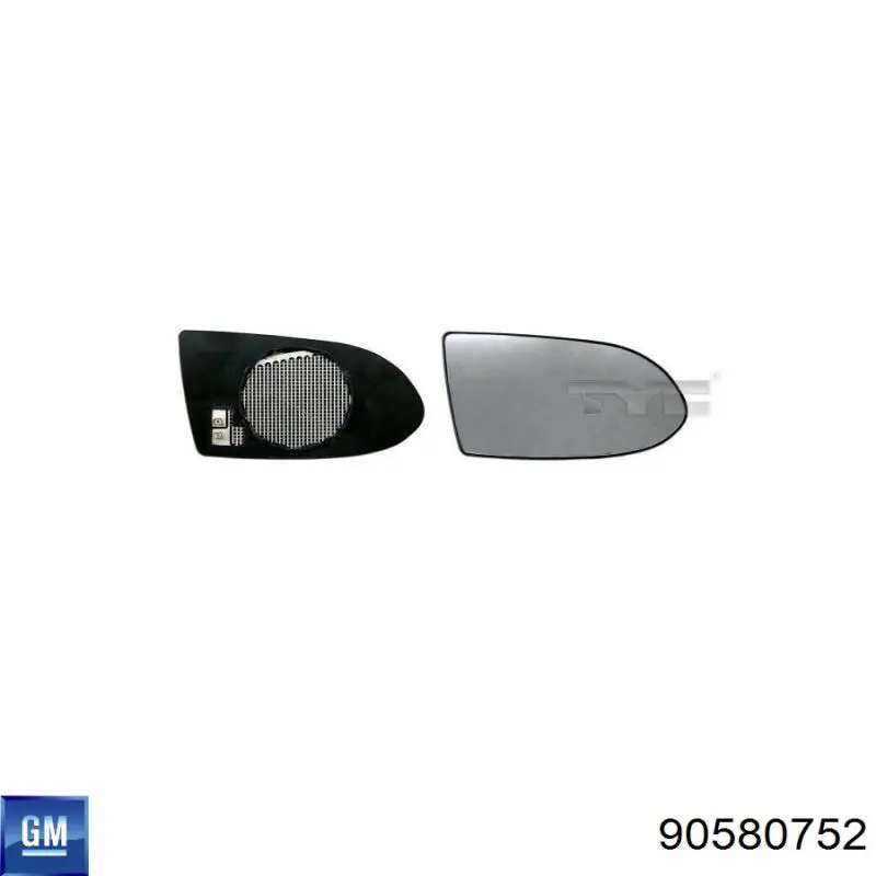 Зеркальный элемент зеркала заднего вида правого General Motors 90580752