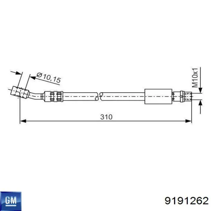 Шланг тормозной передний 9191262 General Motors