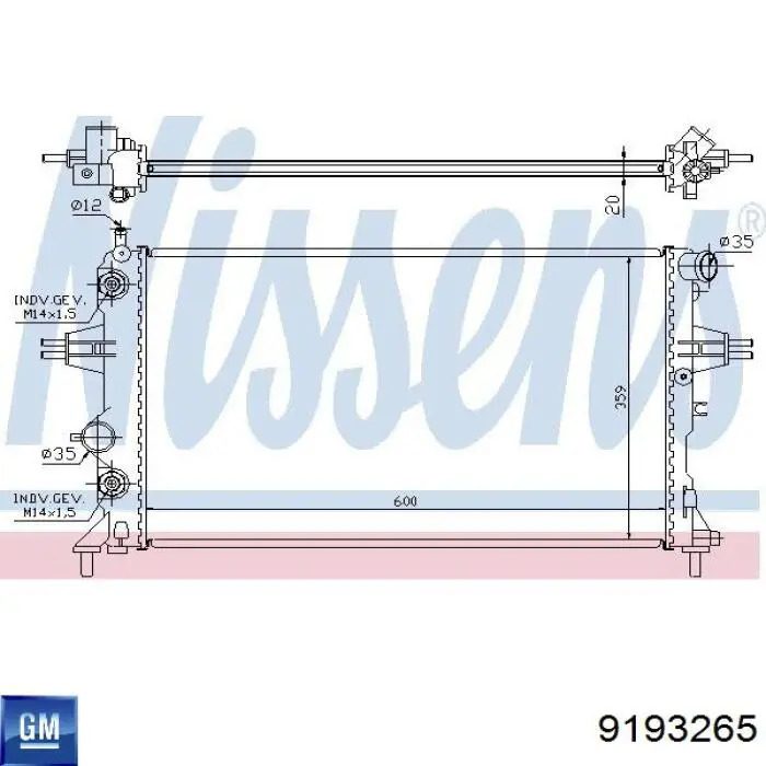 Радиатор охлаждения двигателя General Motors 9193265 цена, от 64.10 USD