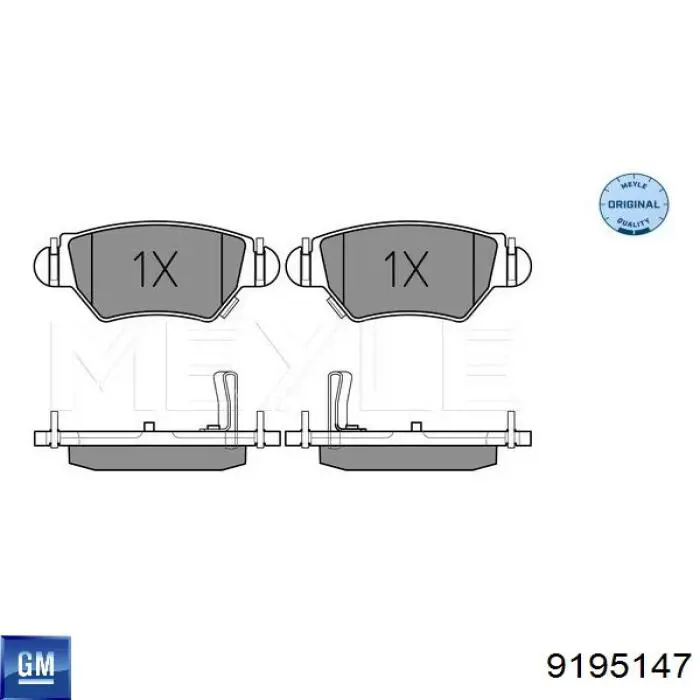 Задние тормозные колодки 9195147 General Motors