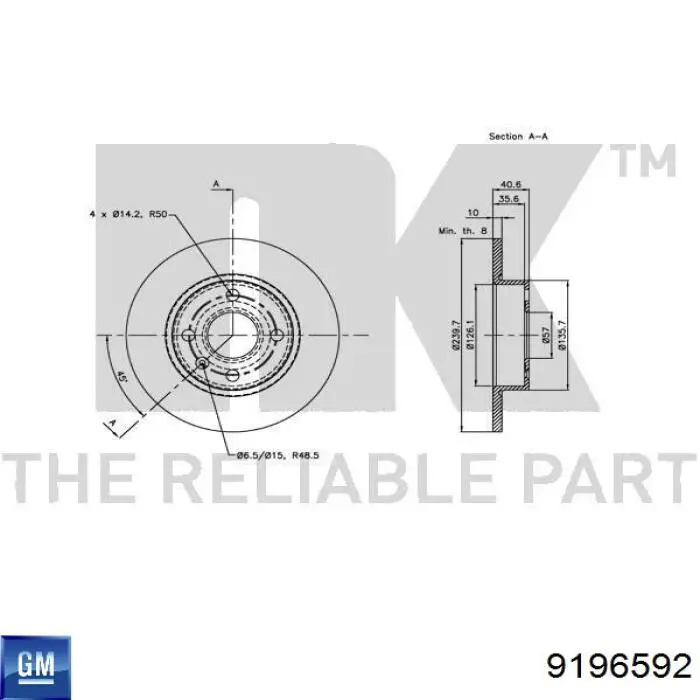 Тормозные диски 9196592 General Motors