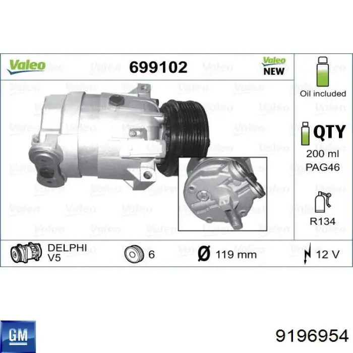 9196954 General Motors compressor de aparelho de ar condicionado