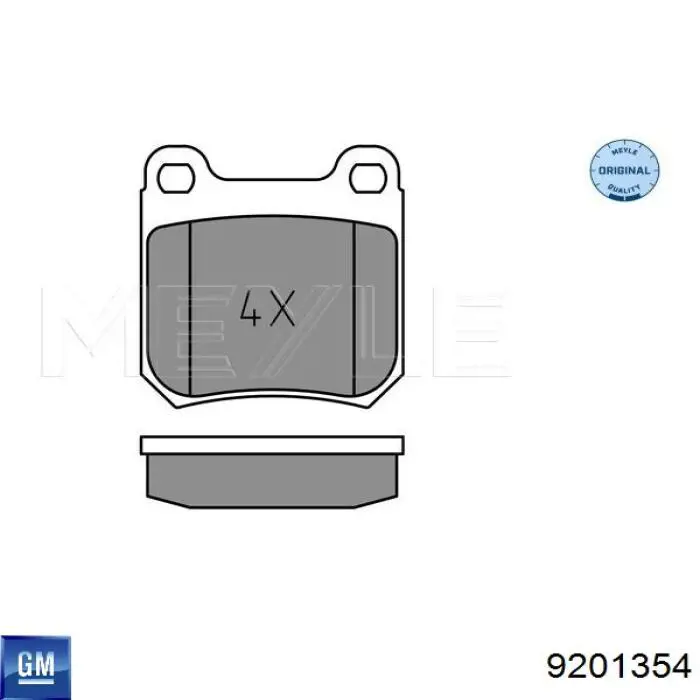 Задние тормозные колодки 9201354 General Motors