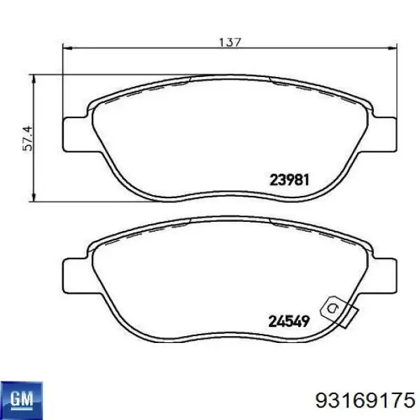 93169175 General Motors Колодки передние