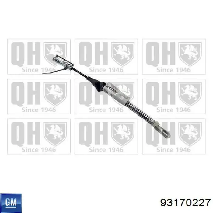 93170227 General Motors Трос ручного тормоза задний правый/левый