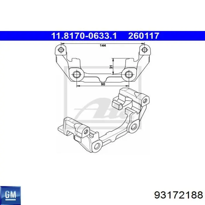 0546343 Opel braçadeira do freio de suporte traseiro