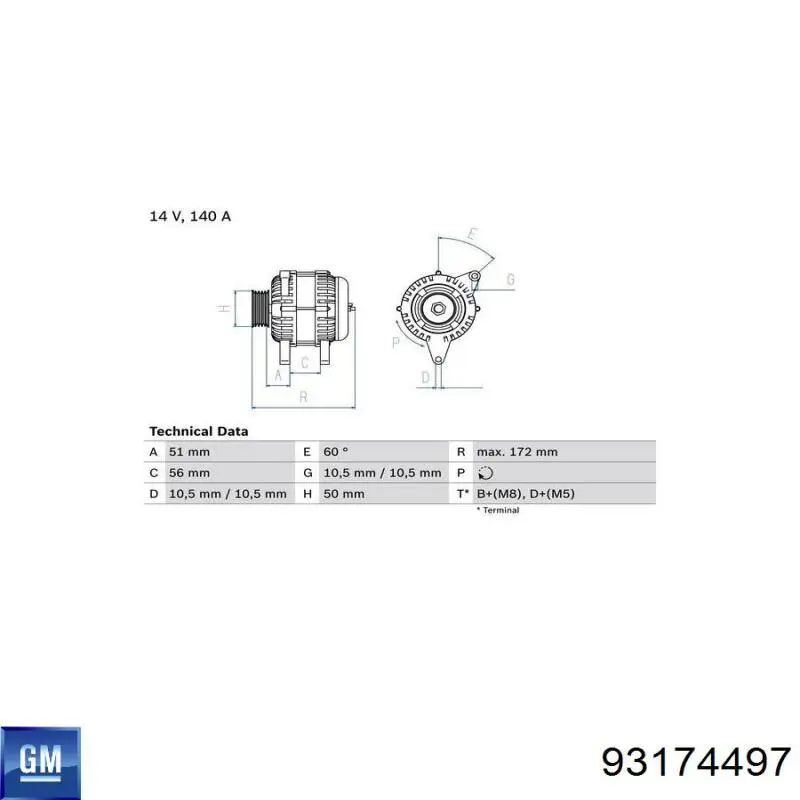 Купить 93174497 General Motors Генератор