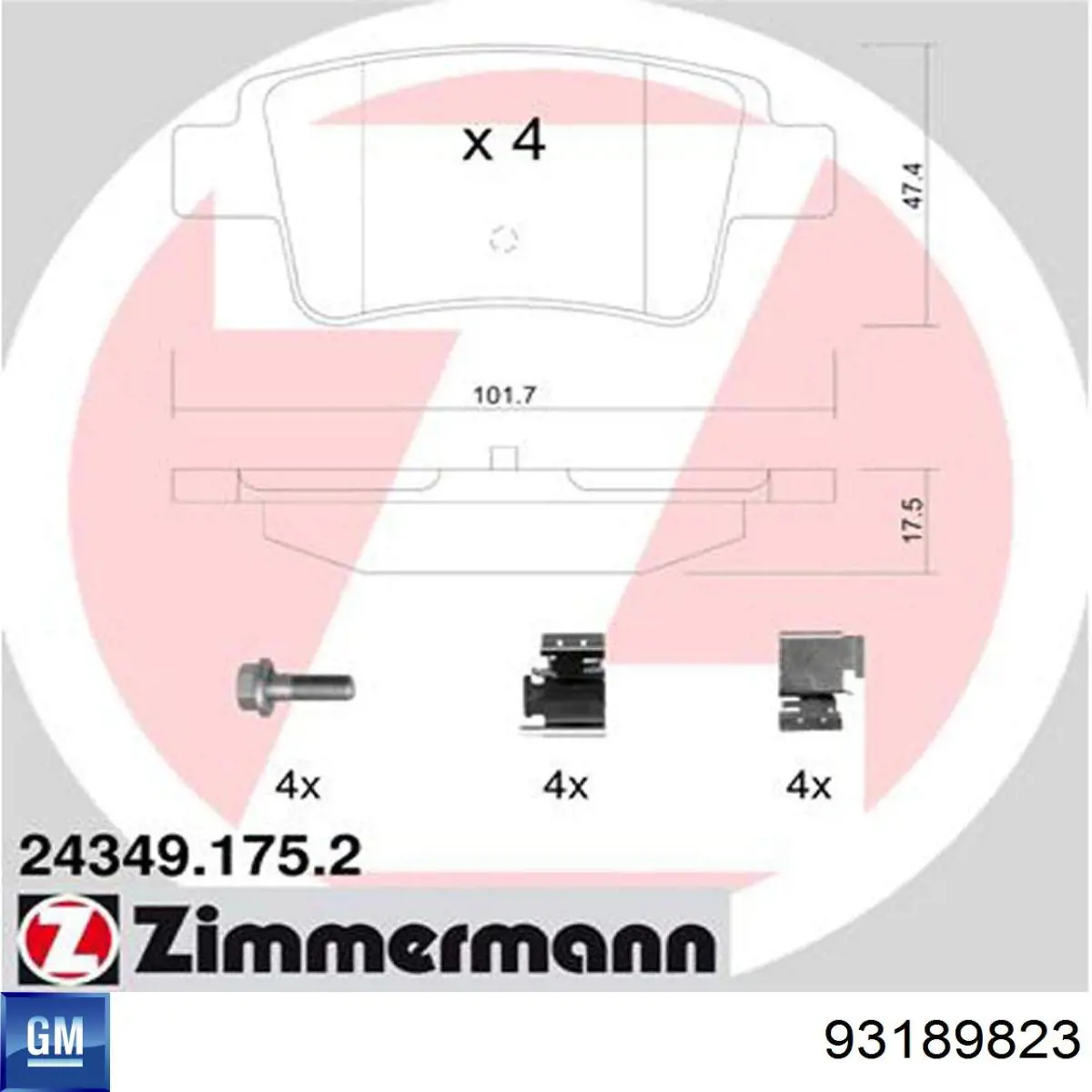 Купить 93189823 General Motors Колодки тормозные задние, дисковые