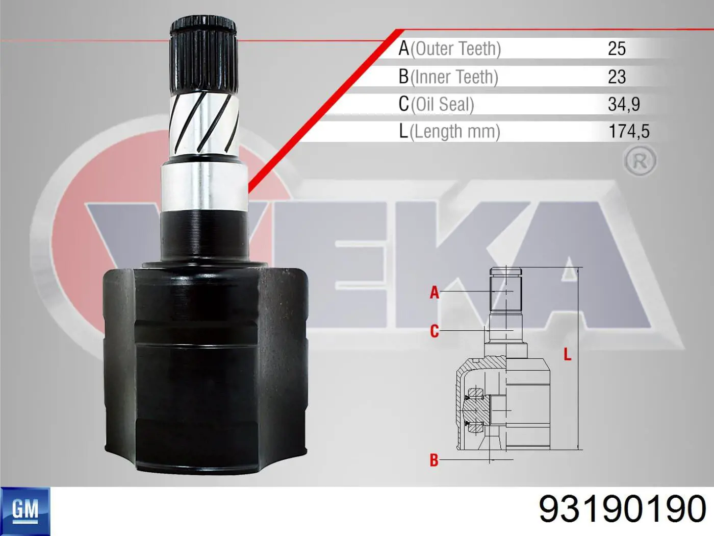 Junta homocinética interna dianteira direita para Opel Corsa (X12)