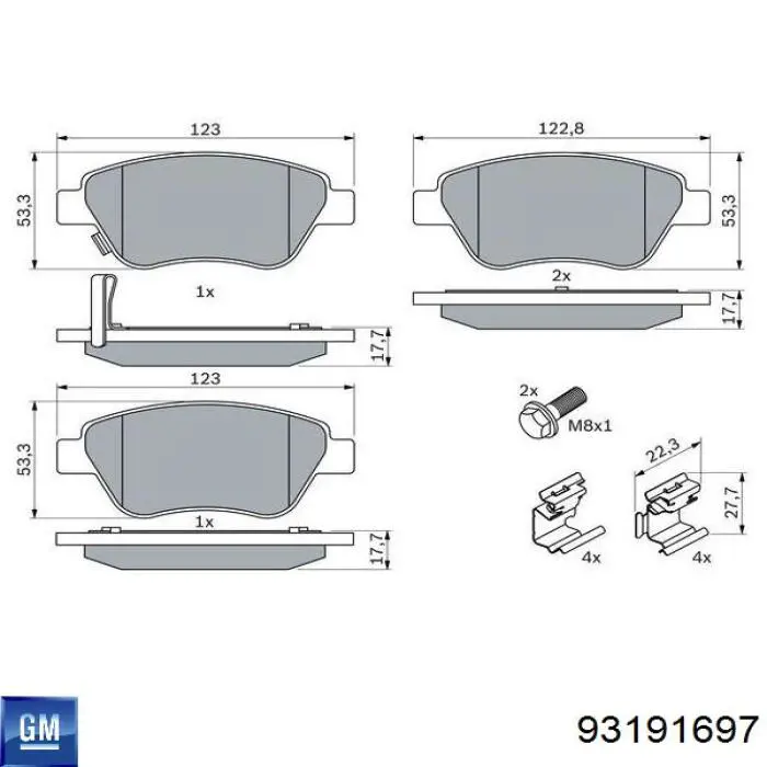 Колодки General Motors 93191697 цена, от 21.07 USD