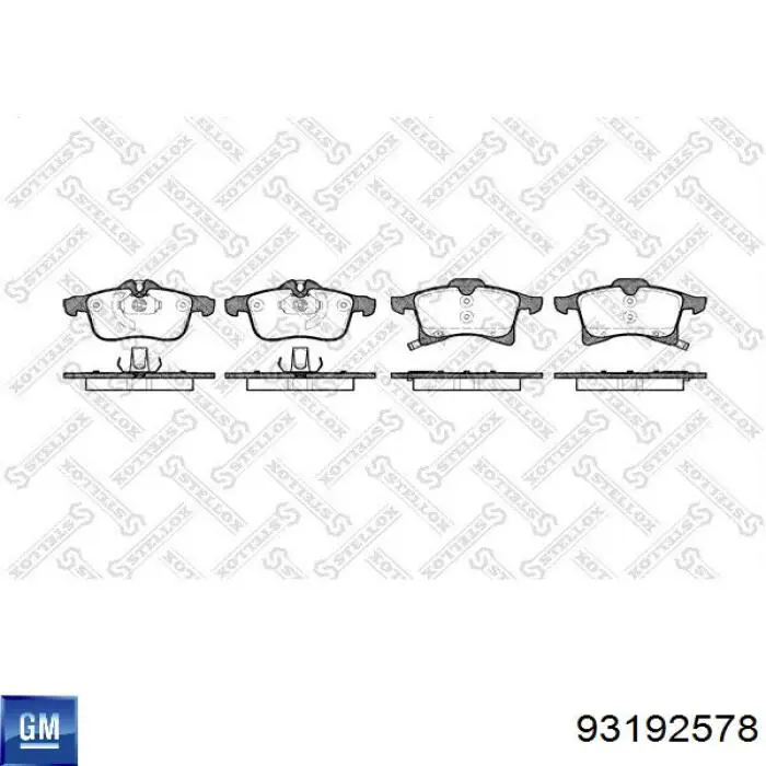 Передние тормозные колодки 93192578 General Motors