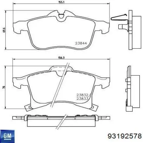 93192578 General Motors Колодки передние