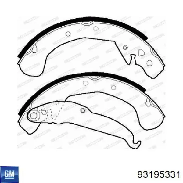 93195331 General Motors Барабанные тормозные колодки
