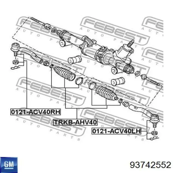 Пыльник рулевой рейки 93742552 General Motors