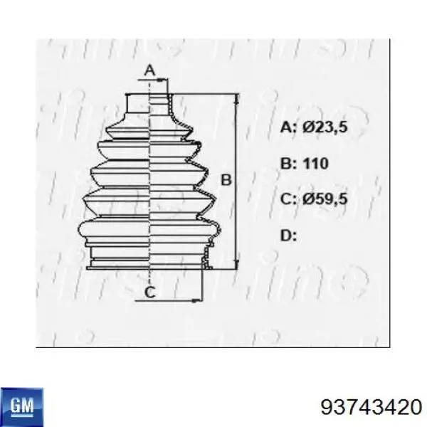 Купить 93743420 Peugeot/Citroen Пыльник гранаты внутренний задний