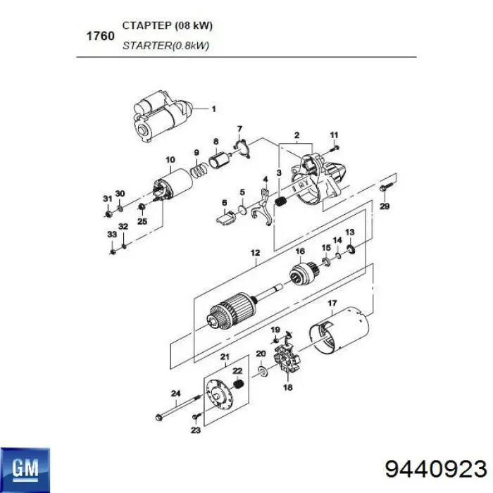 9440923 General Motors rolamento do motor de arranco