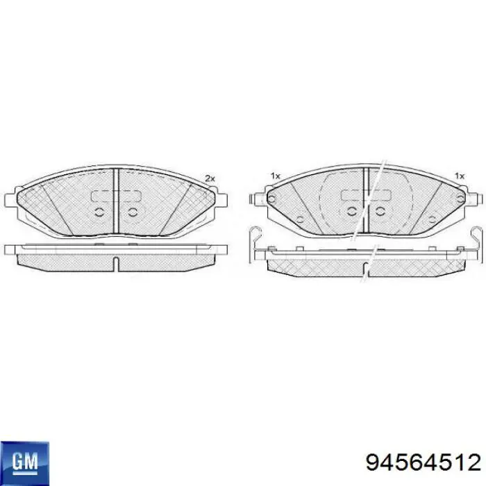 Передние тормозные колодки 94564512 General Motors