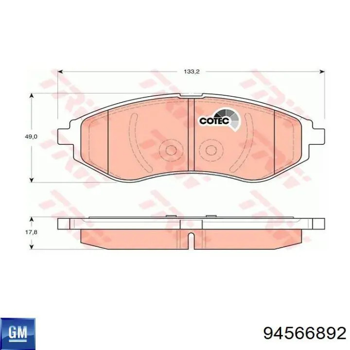 Купить 94566892 General Motors Колодки тормозные