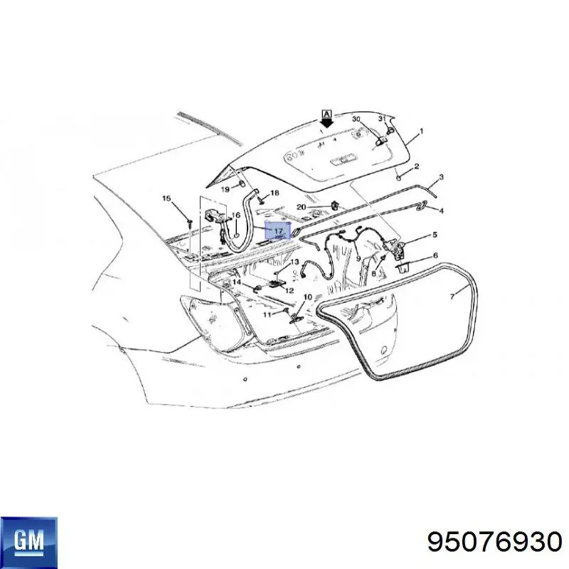 Петля крышки багажника 95076930 General Motors