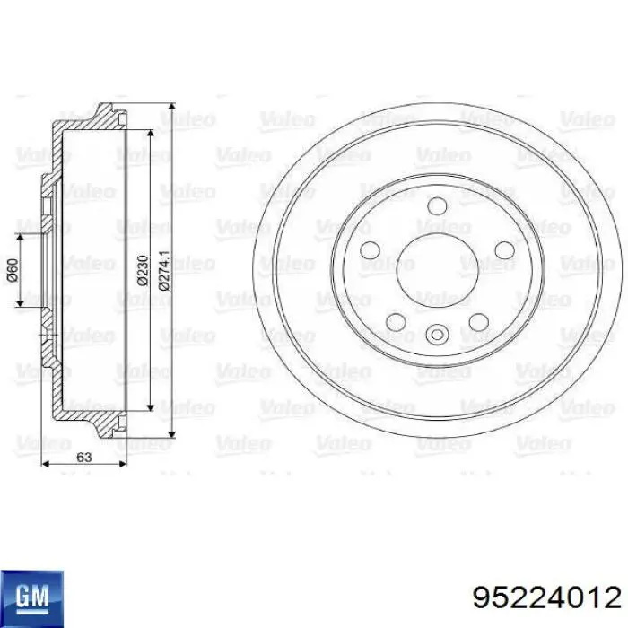 Барабан тормозной задний General Motors 95224012 цена, от 47.33 USD