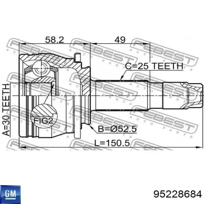 ШРУС наружный передний 95228684 General Motors