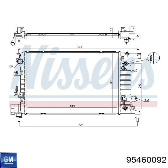 Радиатор охлаждения двигателя General Motors 95460092 цена, от 73.99 USD