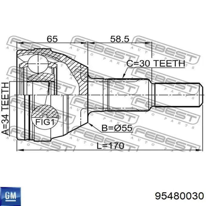 Левая полуось 95480030 General Motors