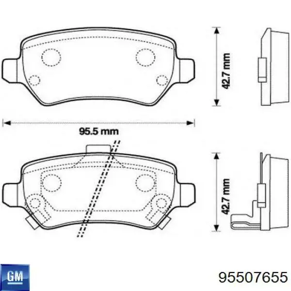 Задние тормозные колодки 95507655 General Motors