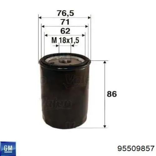 95509857 General Motors filtro de óleo