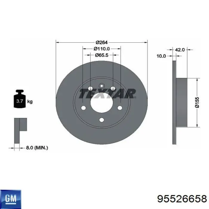 Купить 95526658 General Motors Диск тормозной задний