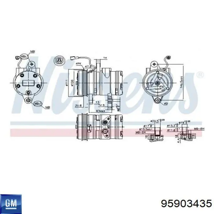 Компрессор системы кондиционирования General Motors 95903435 цена, от 63.35 USD