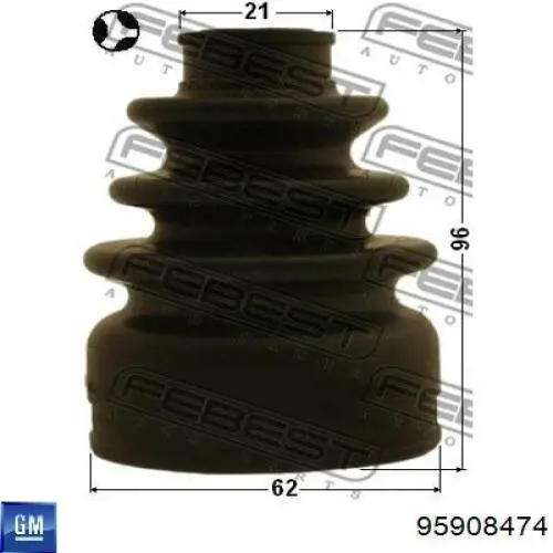 95908474 Opel ШРУС внутренний, задний