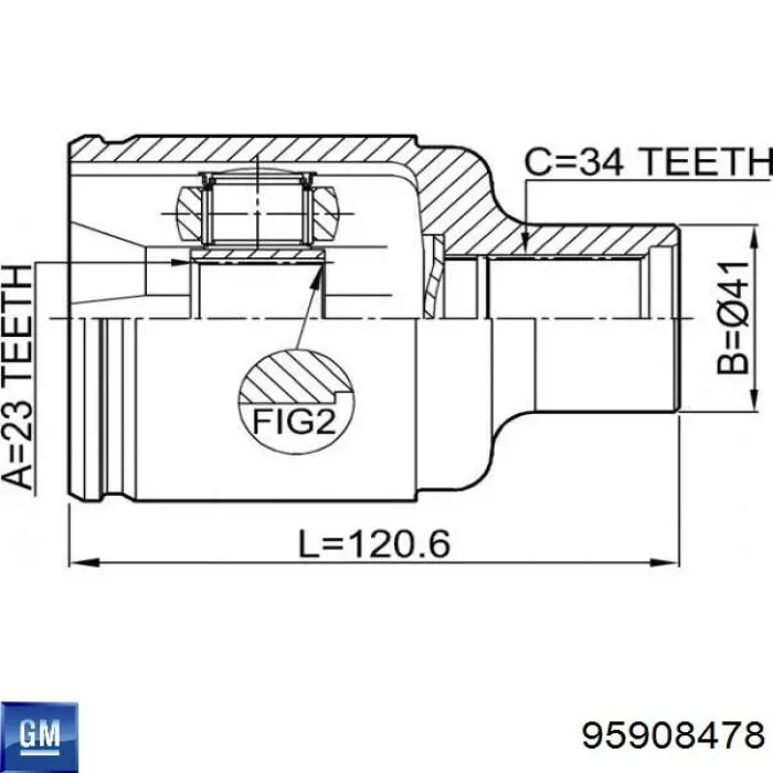 Шарнир привода внутренний Opel 1603050 цена, от 56.15 USD