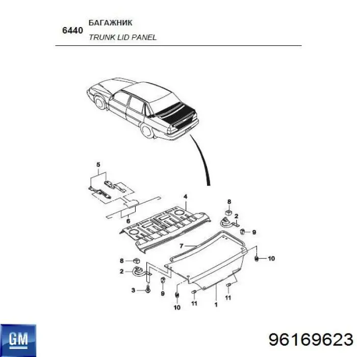 Амортизатор крышки багажника (двери 3/5-й задней) на Daewoo Nexia KLETN
