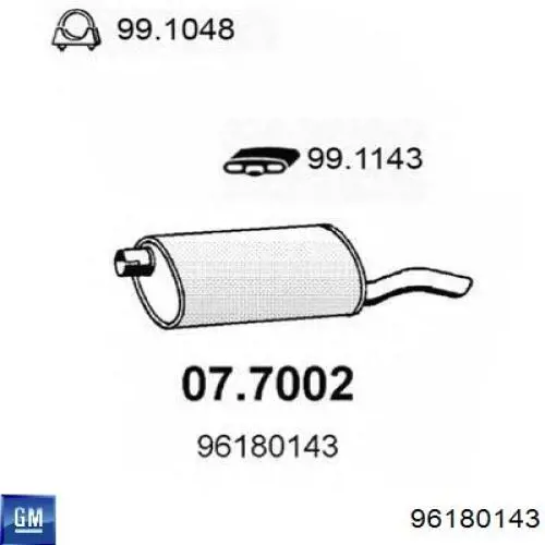 96180143 General Motors глушитель, задняя часть
