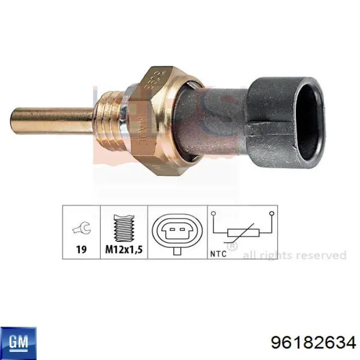 Sensor de temperatura del refrigerante 96182634 General Motors