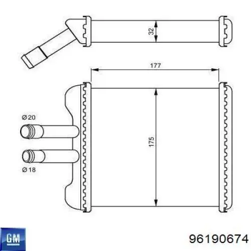 96190674 General Motors радиатор печки