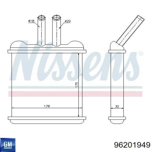 Радиатор печки 96201949 General Motors