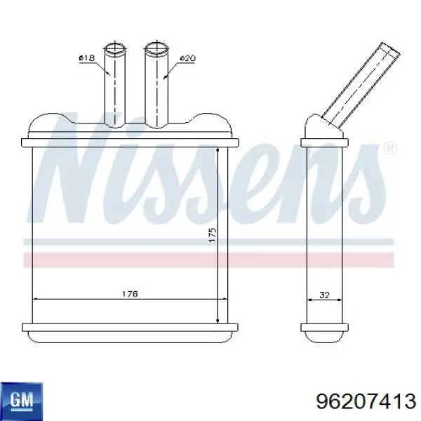 Купить 96207413 General Motors Радиатор печки