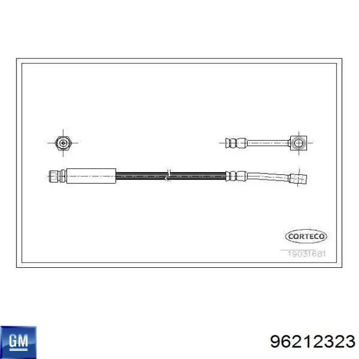 Шланг тормозной передний General Motors 96212323