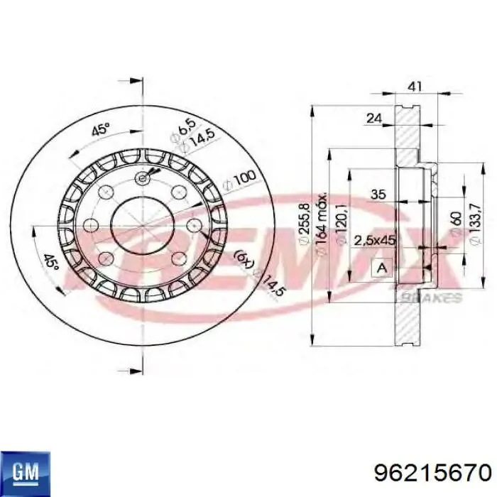 Freno de disco delantero 96215670 GM/Daewoo