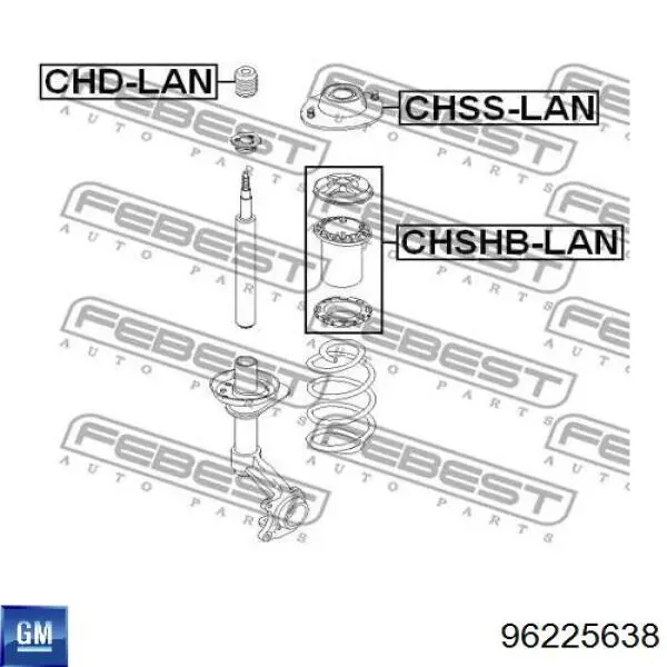 Soporte amortiguador delantero 96225638 General Motors