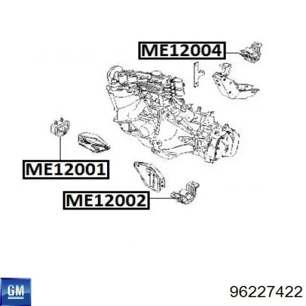 96227422 General Motors Coxim (suporte) traseiro de motor