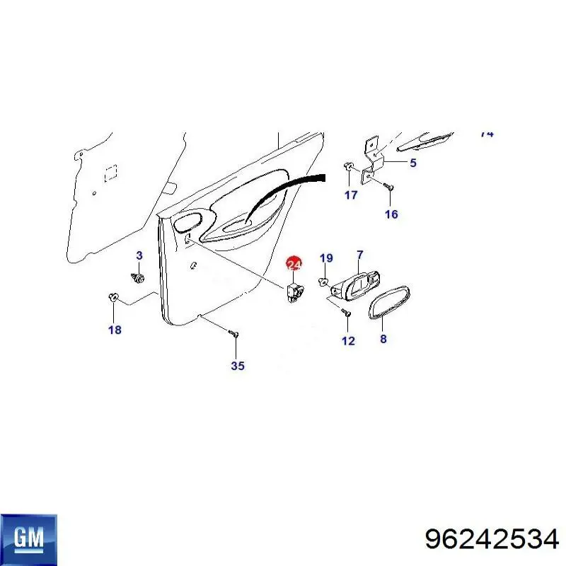 96242534 Market (OEM) кнопка включения мотора стеклоподъемника передняя правая