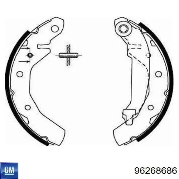 Купить 96268686 General Motors Задние барабанные тормозные колодки