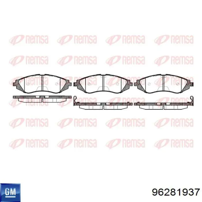 Колодки гальмівні передні, дискові 96281937 General Motors