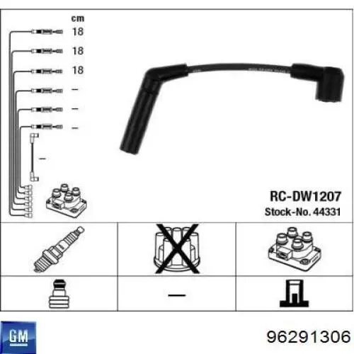 Fios de alta voltagem, kit 96291306 General Motors