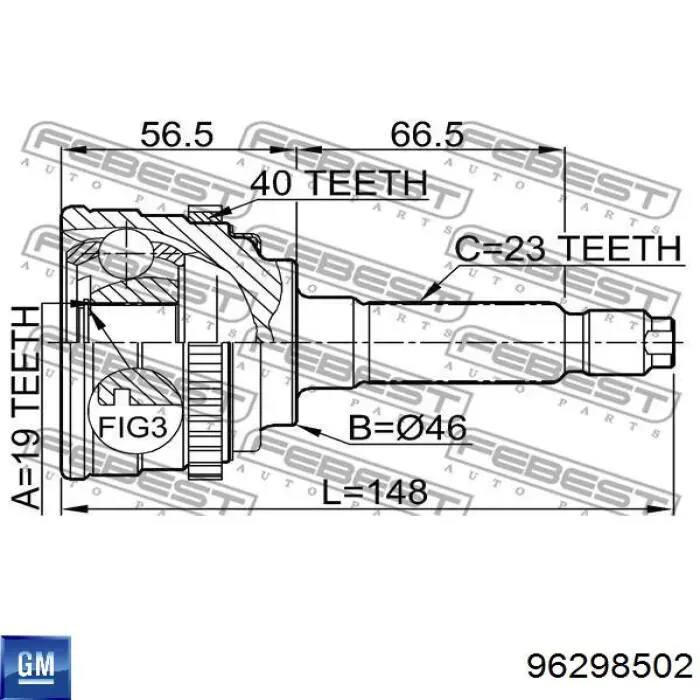 96298502 General Motors semieixo (acionador dianteiro direito)