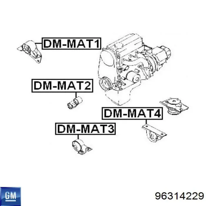 Купить 96314229 General Motors Передняя опора двигателя