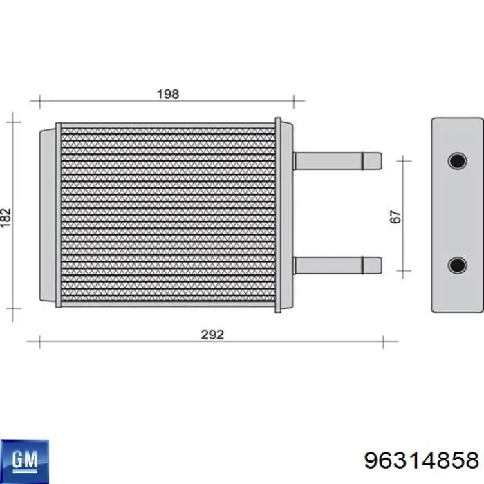Радиатор печки (отопителя) General Motors 96314858